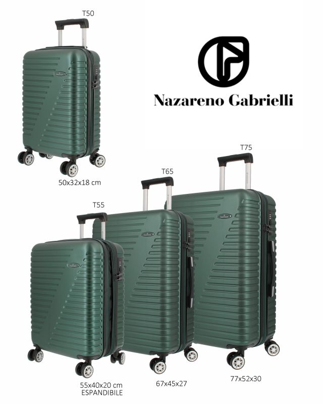 NAZARENO GABRIELLI - TROLLEY VERDE IN ABS 4 RUOTE