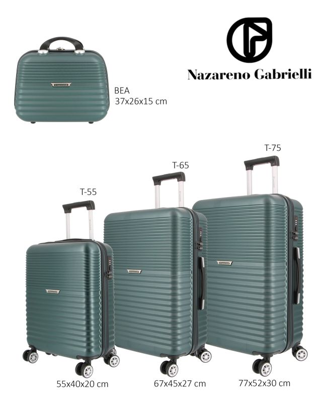 NAZARENO GABRIELLI - TROLLEY VERDE IN ABS 4 RUOTE