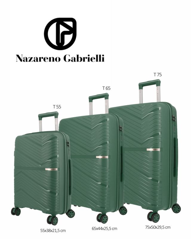 NAZARENO GABRIELLI - TROLLEY VERDE IN ABS 4 RUOTE