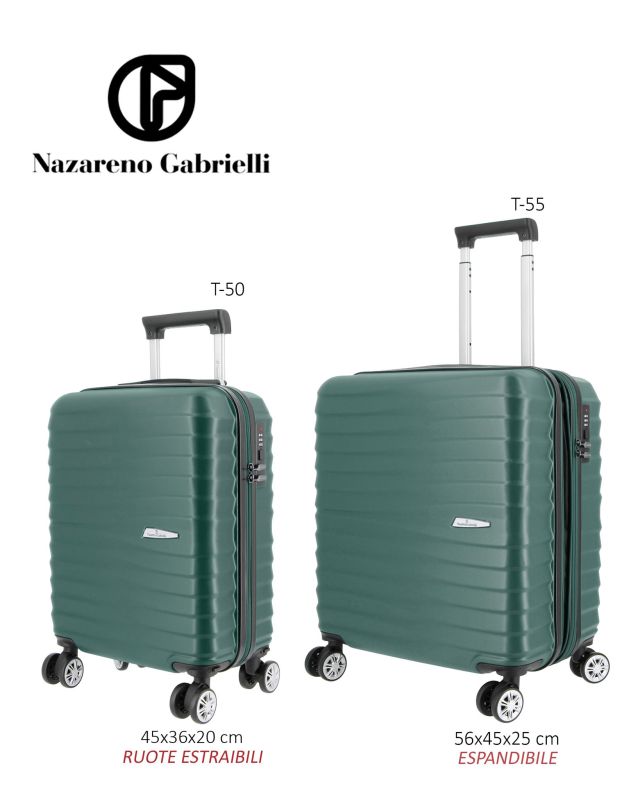 NAZARENO GABRIELLI - TROLLEY VERDE IN ABS 4 RUOTE