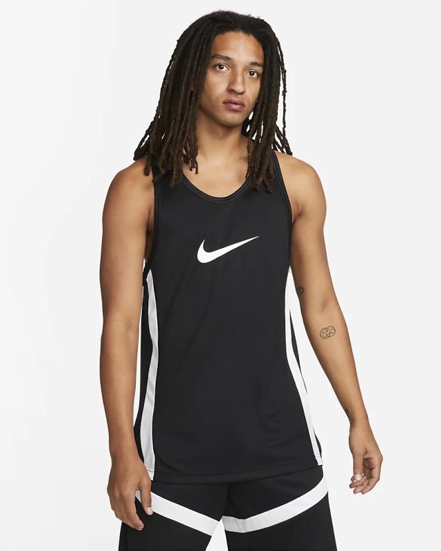 NIKE - Canotta da uomo nera e bianca in tessuto traspirante