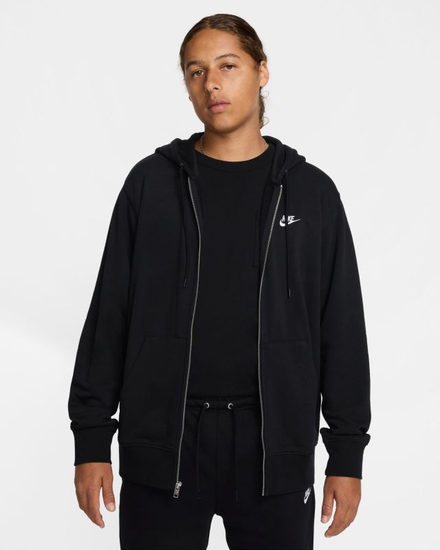 NIKE - FELPA CON CAPPUCCIO CLUB DA UOMO  NERA - FN3884/010