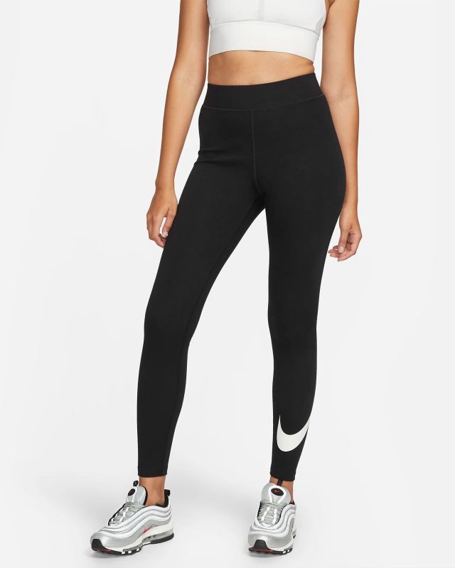 NIKE - Leggins a vita alta con stampa logo