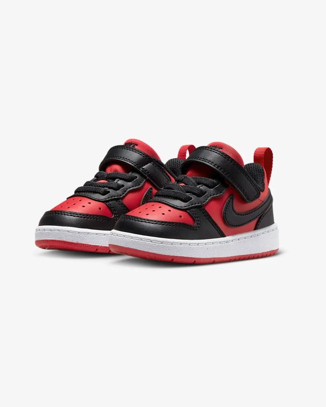 NIKE - Sneaker da bambino rossa e nera con strappo, numerata 19,5/27 - COURT BOROUGH LOW RECRAFT TD