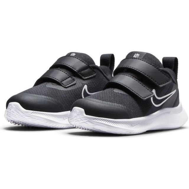 NIKE - Sneakers da bambino nera con logo bianco e doppio strappo, numerata 19,5/27 - STAR RUNNER 3 TD