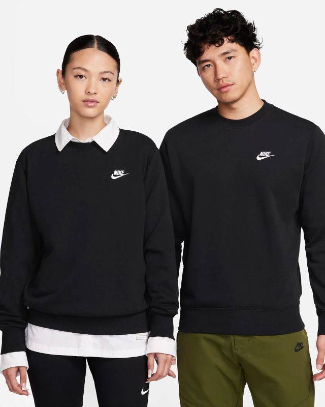 NIKE - SWEAT NERA NSW CLUB CRW FT CON LOGO BIANCO - BV2666-010