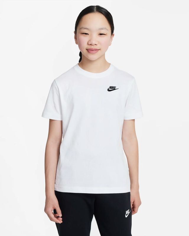 NIKE - T shirt loose fit da bambina bianca con logo nero