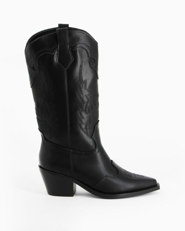 NUA' - Stivale texano nero con zip laterale, tacco 6CM