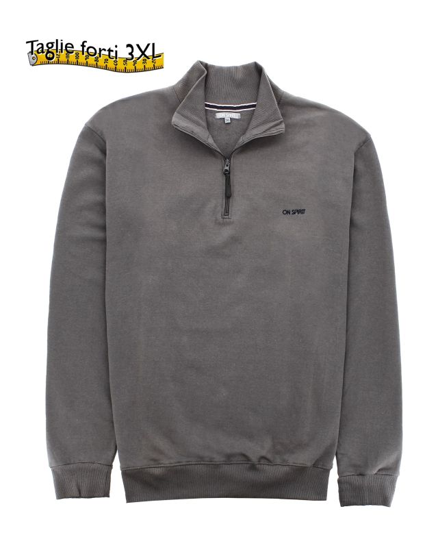 ON SPIRIT - UOMO OVER FELPA PIOMBO MEZZA ZIP