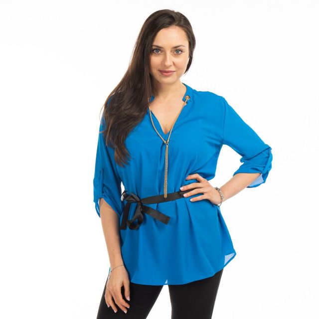 PAQUITA - CAMICIA MANICA 3/4 SCOLLO A V CON CATENA