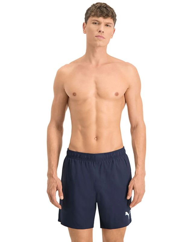 PUMA - Costume da bagno pantaloncino lunghezza media nero con logo bianco
