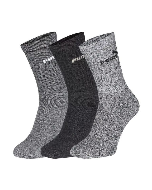 PUMA - Set 3 paia calzini da uomo grigi