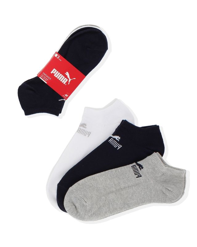 PUMA - Set 3 paia calzini fantasmino da uomo blu grigio e bianco