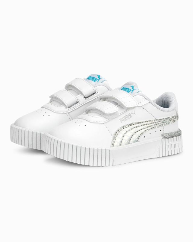 PUMA - Sneakers da bambina bianca e argento con dettagli metallizzati, numerata 20/27 - CARINA 2.0 MERMAID V INF