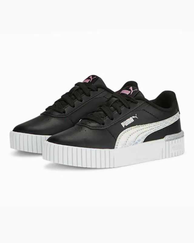 PUMA - Sneakers da bambina nera con logo argento metallizzato, numerata 28/35 - CARINA 2.0 MERMAID PS