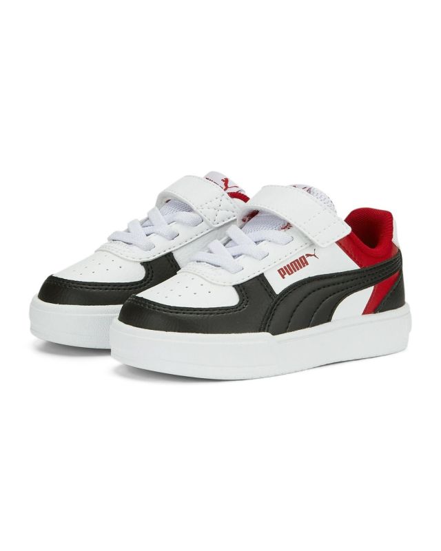 PUMA - Sneakers da bambino bianca e rossa con logo nero e strappo, numerata 20/27 - CAVEN BLOCK AC+ INF