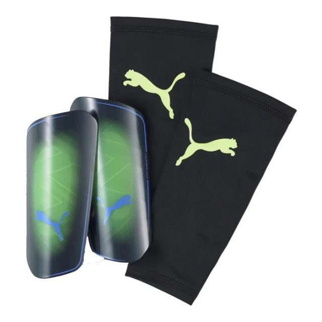 PUMA ULTRA LIGHT SLEEVE - Parastinchi neri e verdi con dettagli blu e manica di fissaggio nera