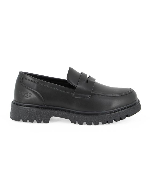 RIFLE - Mocassino nero da uomo con suola track