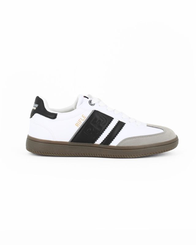 RIFLE - Scarpa sneakers bianca e nera da uomo con lacci