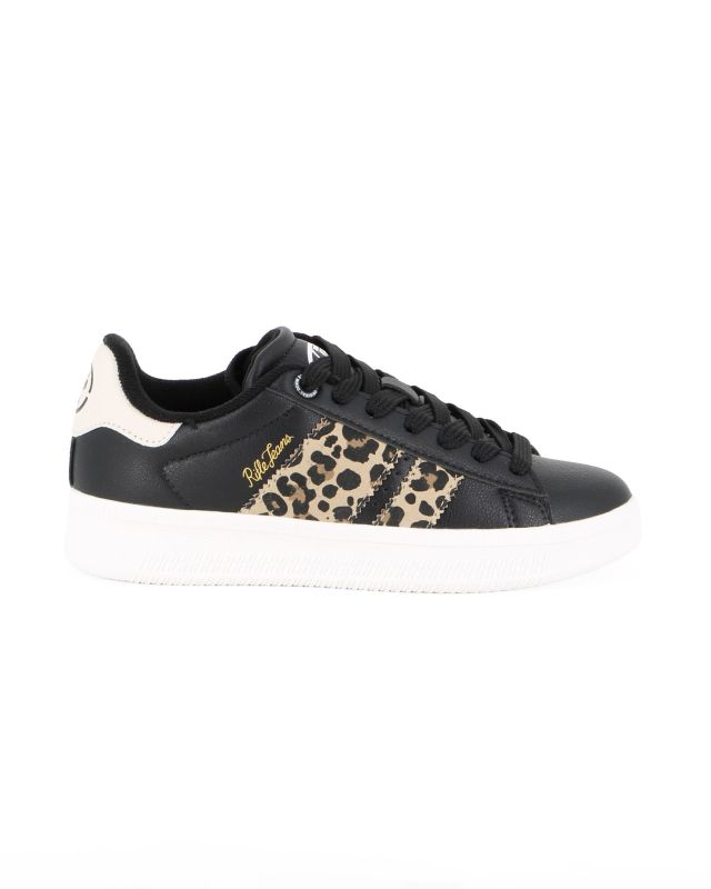 RIFLE - Scarpa sneakers nera da donna con lacci e inserti maculati