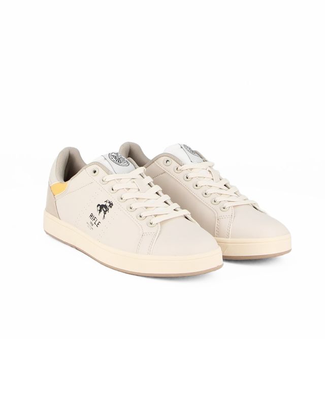 RIFLE - Sneaker beige con inserti gialli