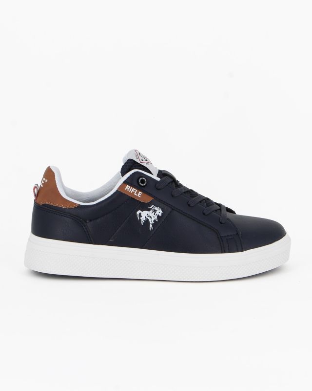 RIFLE - Sneaker blu con patch marrone