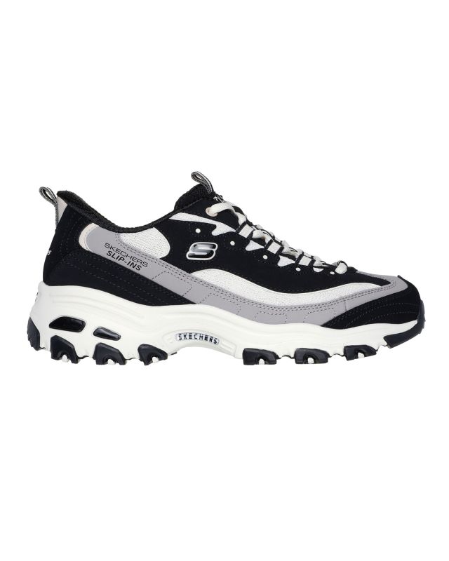 SKECHERS - D'LITES - SMOOTH NOSTALIA - Sneakers nera con tomaia in pelle a strati, mesh e maglia con passanti in tessuto resistente