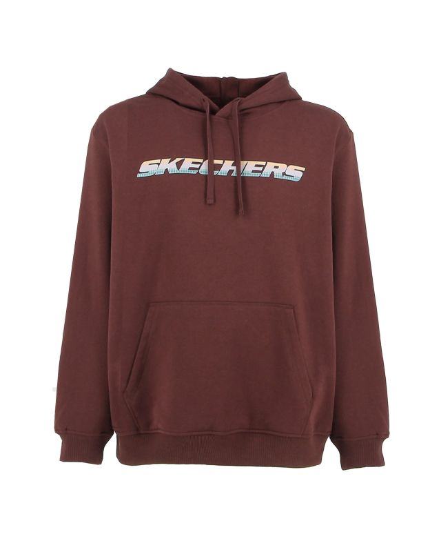 SKECHERS - Felpa da uomo marrone con cappuccio