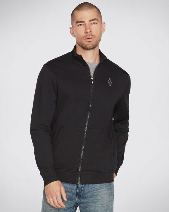 SKECHERS - Giacca in maglia nera senza cappuccio con zip