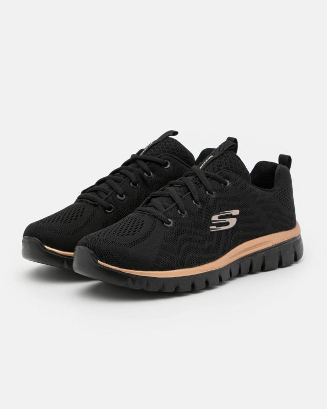 SKECHERS GRACEFUL - GET CONNECTED - Sneakers nera con motivo a zigzag e soletta ammortizzata memory foam