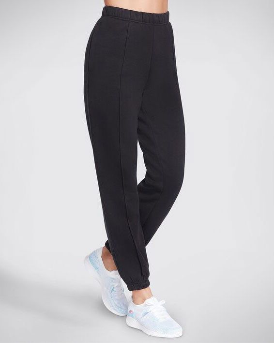 SKECHERS - Pantalone tuta da donna nera con elastico in vita