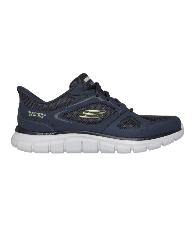 SKECHERS - TRACK - EZRAL - Sneakers blu con tomaia in mesh e applicazioni in pelle e materiale tecnico