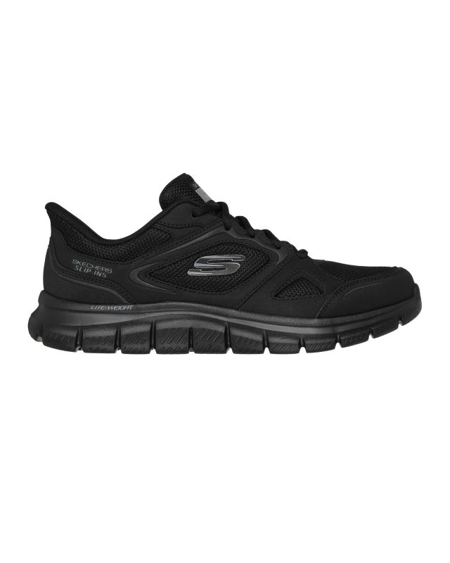 SKECHERS - TRACK - EZRAL - Sneakers nera con tomaia in mesh e applicazioni in pelle e materiale tecnico