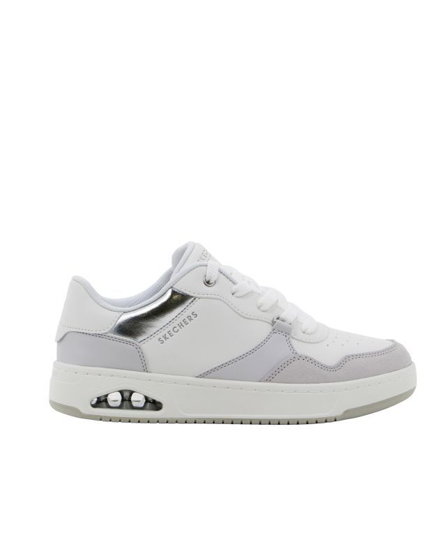 SKECHERS - UNO CTL - SUBTLE SHIMMER - Sneakers bianca con applicazioni in pelle scamosciata