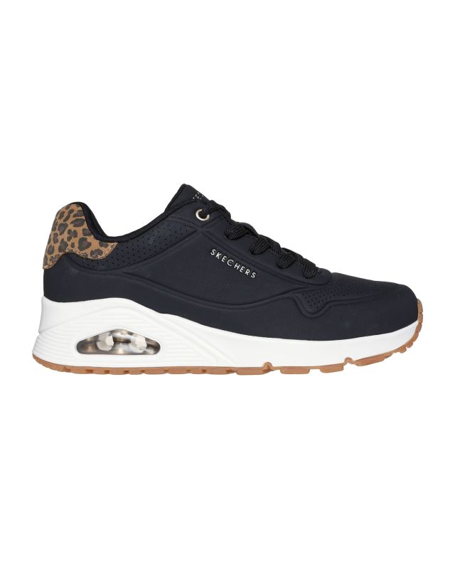 SKECHERS - UNO - JUNGLE NITE - Sneakers nera con patch posteriore leopardata