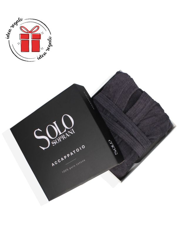 SOLO SOPRANI - Accappatoio unisex con cappuccio grigio scuro