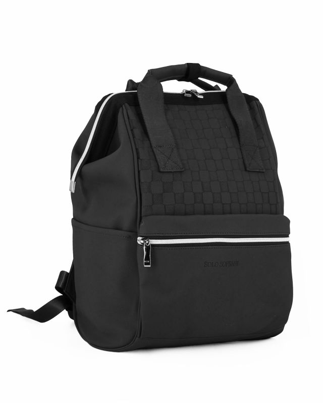 SOLO SOPRANI - Zaino nero due manici con zip frontale e due tasche laterali