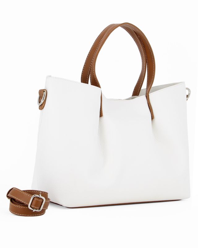 TATOO- Borsa bianca a mano con tracolla rimovibile- MADE IN ITALY