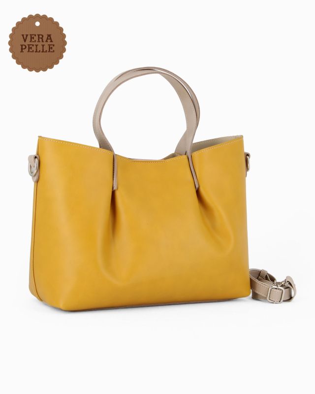 TATOO - Borsa gialla a mano con tracolla rimovibile - MADE IN ITALY