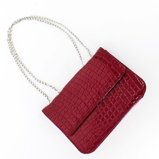 TATOO - Tracolla bordeaux in cocco con patta, MADE IN ITALY