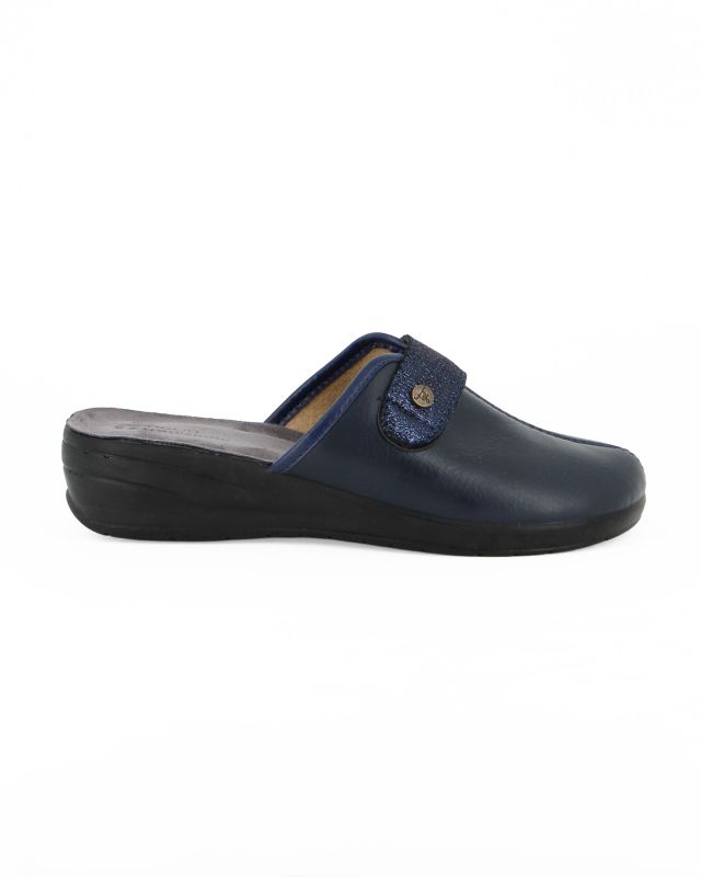 TIGLIO - Ciabatta blu da donna con fascia frontale