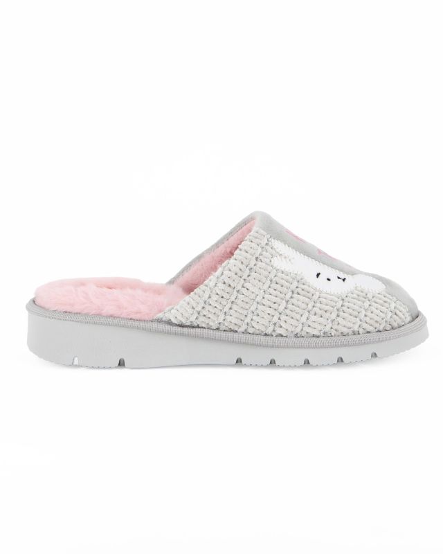 TIGLIO - Pantofola grigia da donna con pelliccia interna, MADE IN ITALY
