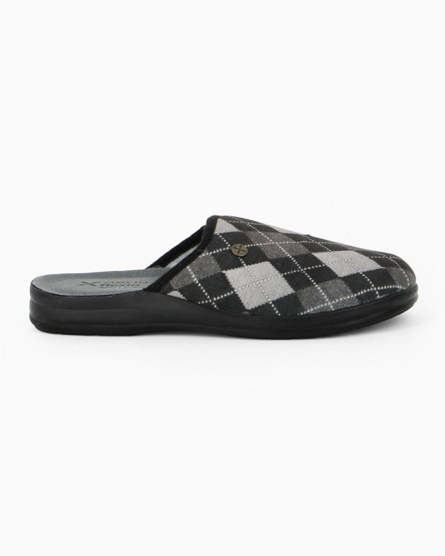 TIGLIO - Pantofola nera da uomo con sottopiede in VERA PELLE, MADE IN ITALY