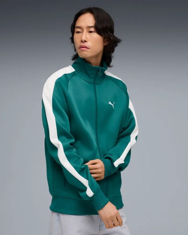 PUMA - FELPA UOMO VERDE E BIANCA T7 ALWAYS ON TRACK, 629587-41