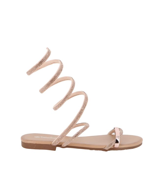 BACHATA - Sandalo rose gold a spirale con strass