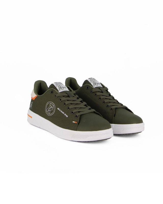 RIFLE - Sneaker verde in tela con patch beige