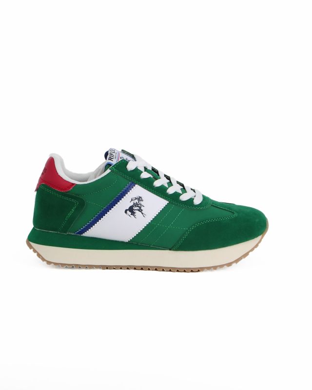 RIFLE - Scarpa verde da uomo con lacci e logo laterale