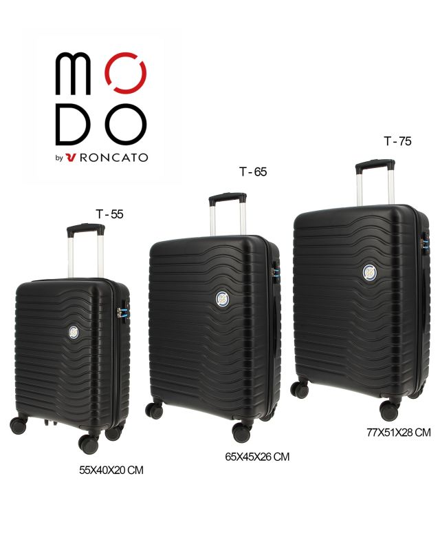 MODO BY RONCATO - TROLLEY NERO 4 RUOTE DOPPIE IN ABS CON COMBINAZIONE TSA