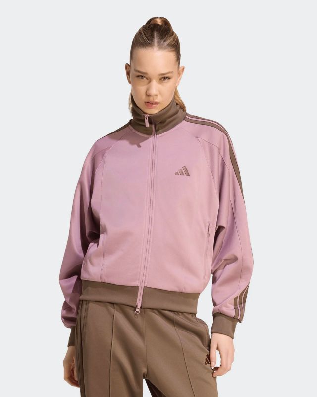 ADIDAS -  GIACCA DA ALLENAMENTO FULL ZIP  ST FD TRACK TOP ROSA CON DETTAGLI MARRONI DA DONNA,  KV0601