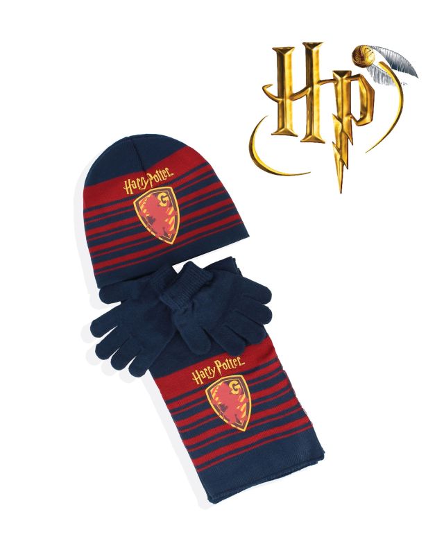 HARRY POTTER - Completo da bimbi con cappello, sciarpe e guanti grifondoro